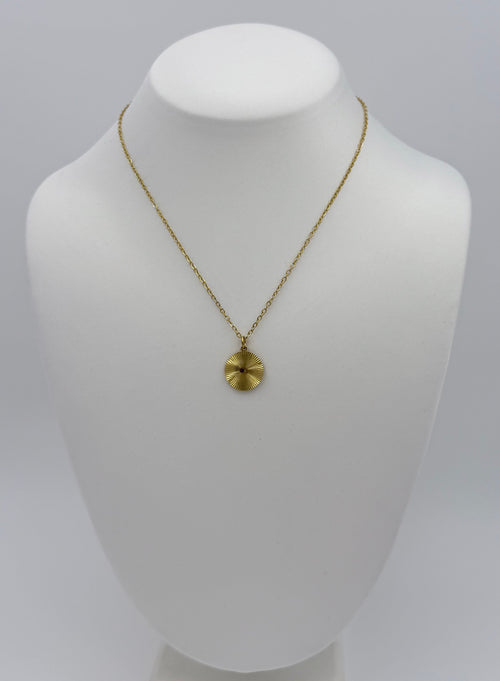 Golden Sunburst Pendant Necklace