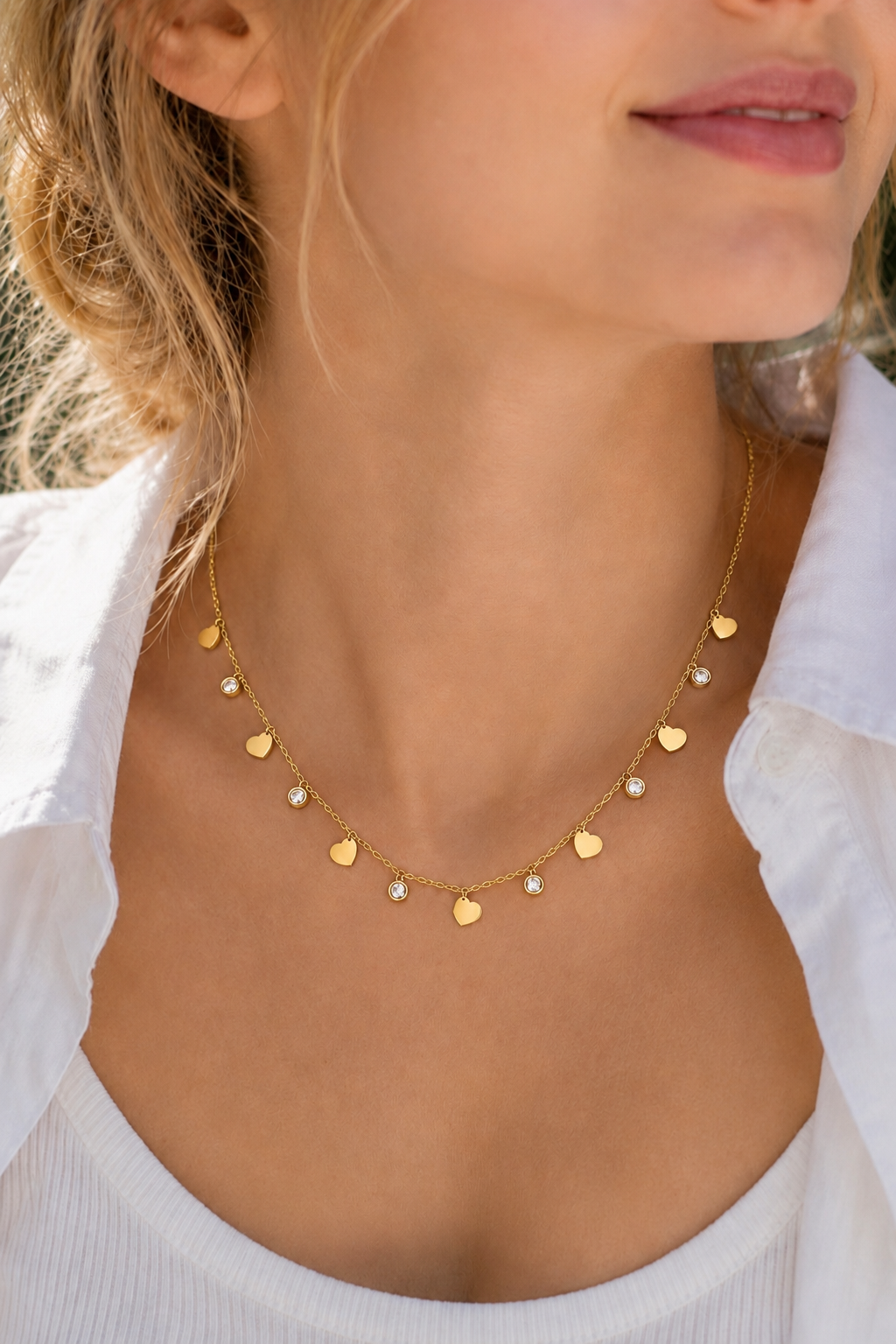 Heart & Crystal Charm Necklace